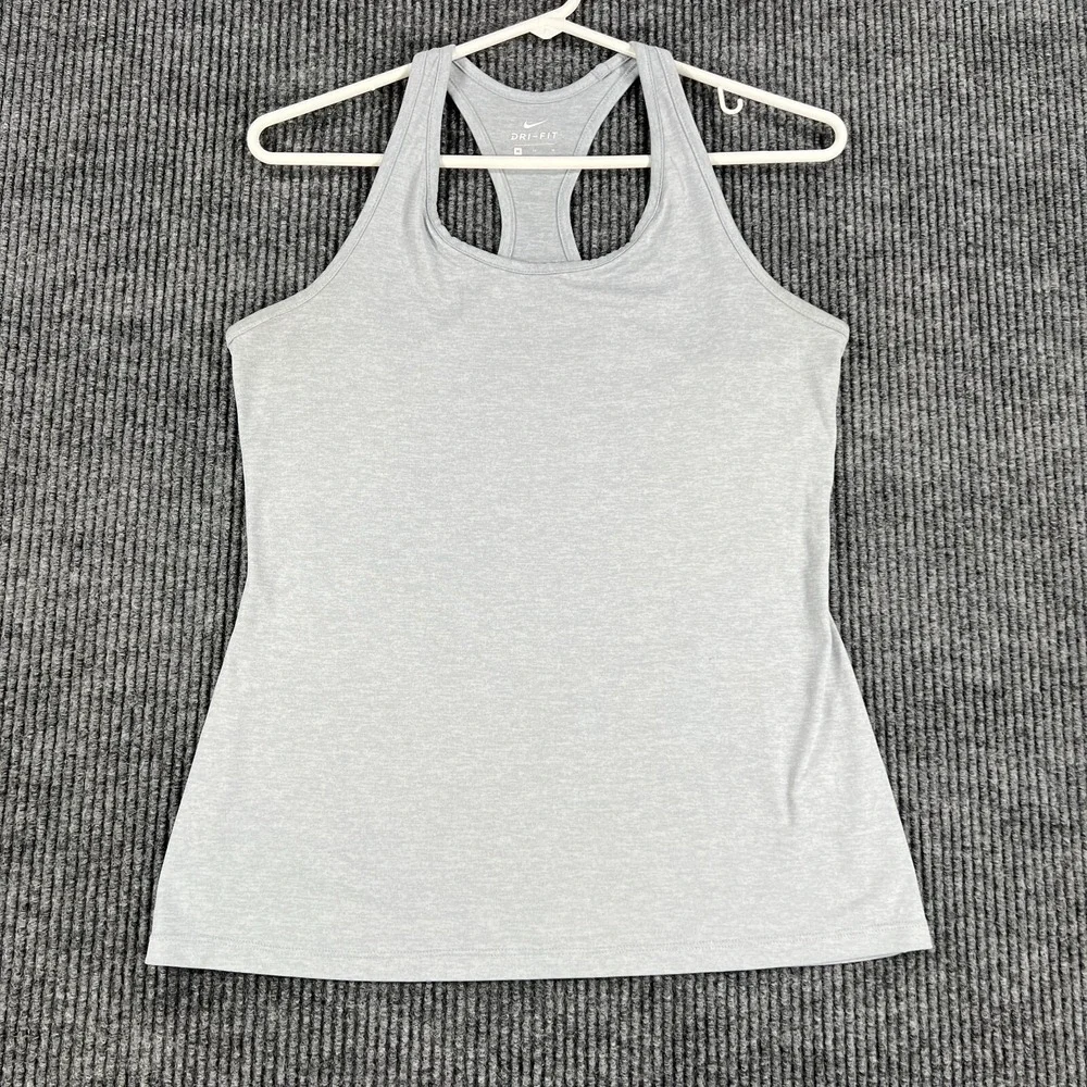 Nike Tank Top Shirt Womemsn Medium Gray Sleeveless Training Dri Fit Gym Run